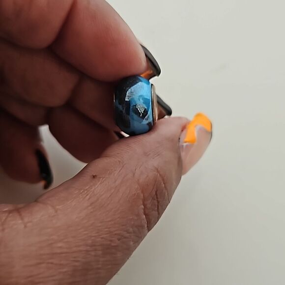 Murano Glass Bead 925 Blue/ Black - Picture 10 of 16